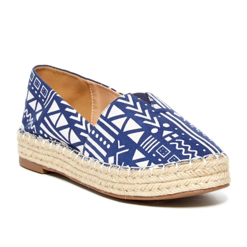 Chase & Chloe New Espadrilles Jute Platform Flats Slip-On NIB Women's 8